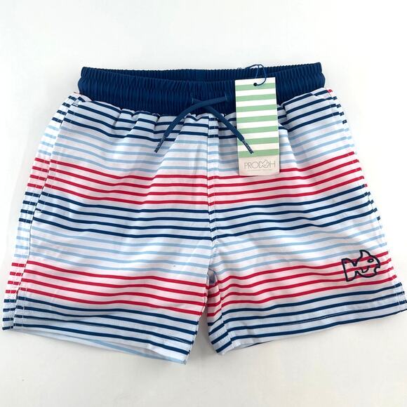 Prodoh Boys American Stripe Print Boogie Board Swim Trunk Size 6 - Picture 5 of 7